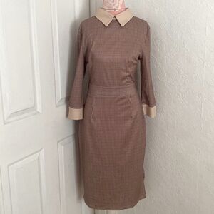 Neutral Palette Collared Dress Women Medium Sophisticated Office Workwear ChicMe